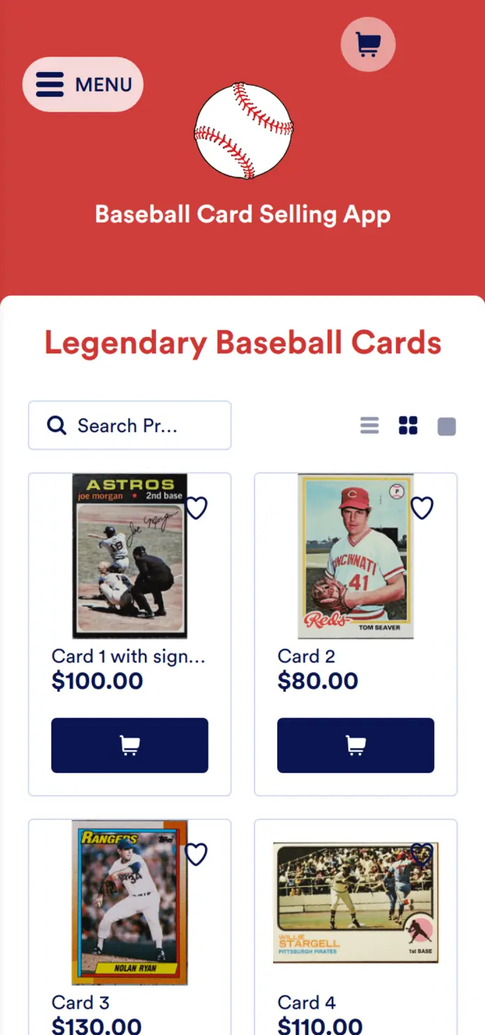 Baseball Card Selling App