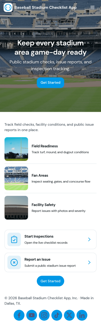 Baseball Stadium Checklist App Template