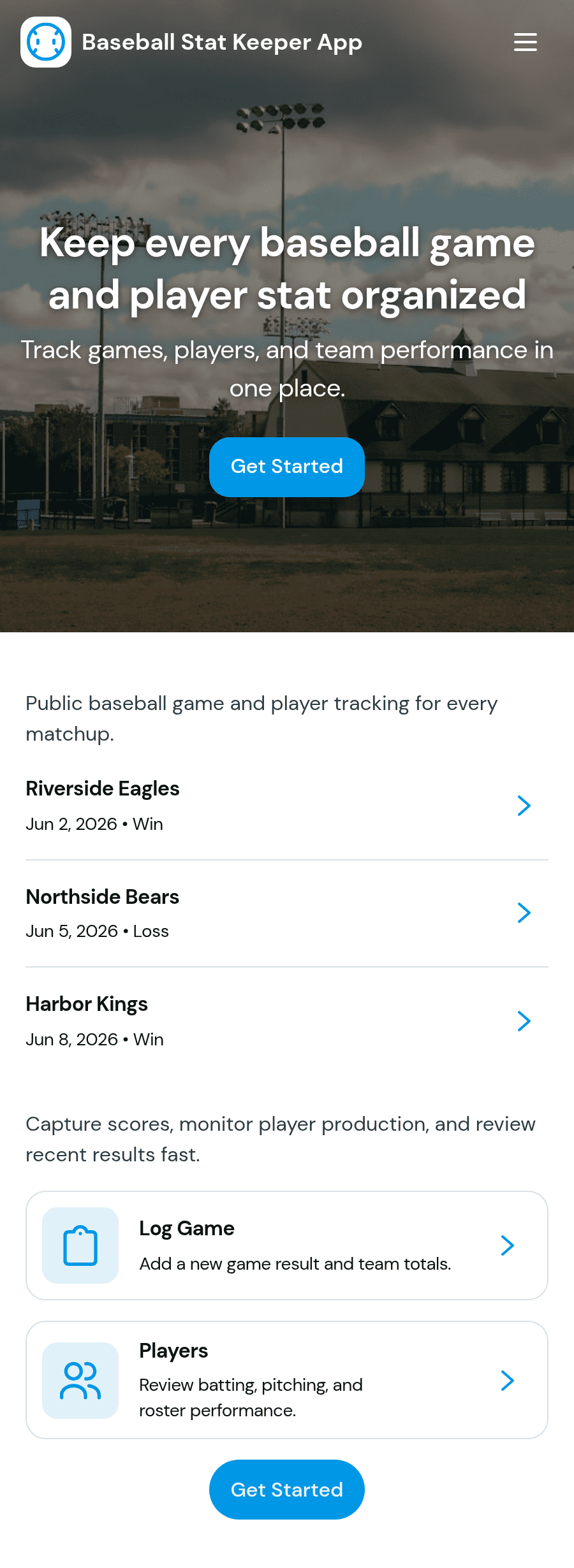 Baseball Stat Keeper App Template | Jotform