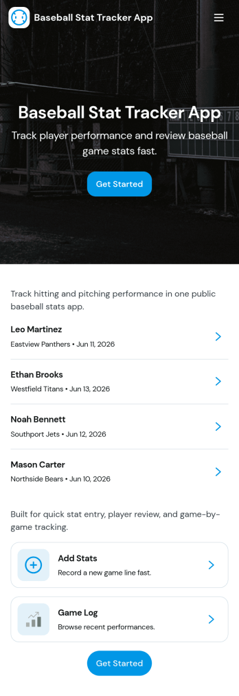 Baseball Stat Tracker App Template