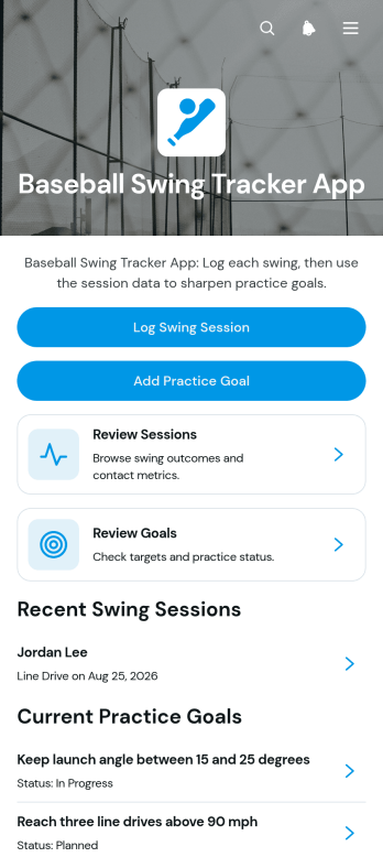 Baseball Swing Tracker App Template