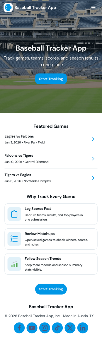Baseball Tracker App Template
