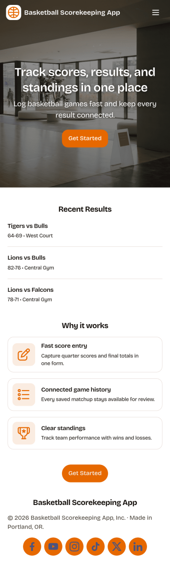 Basketball Scorekeeping App Template