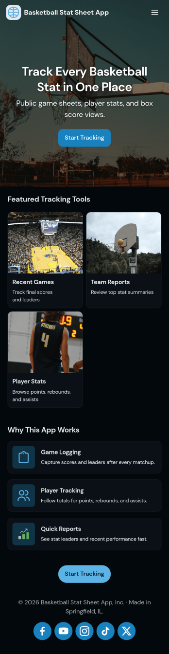 Basketball Stat Sheet App Template