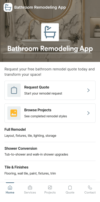 Bathroom Remodeling App Template