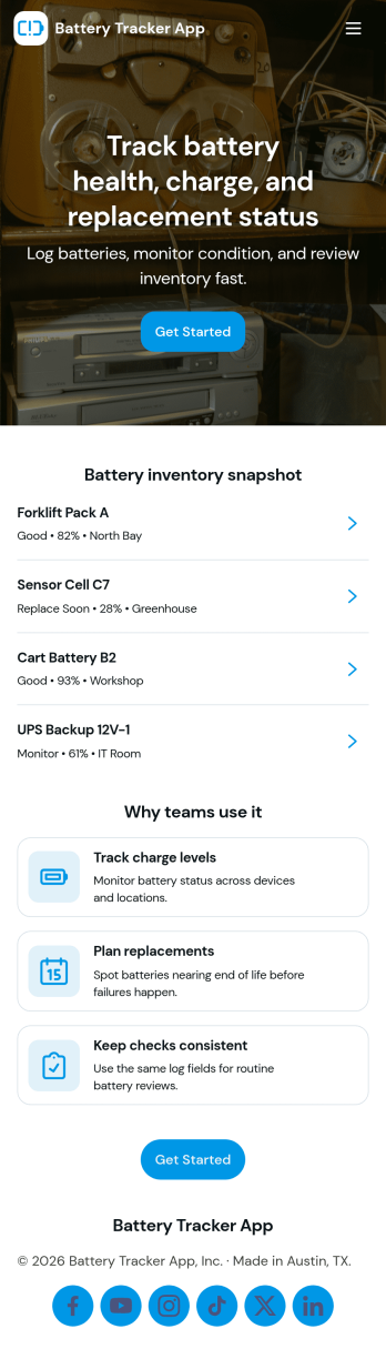 Battery Tracker App Template