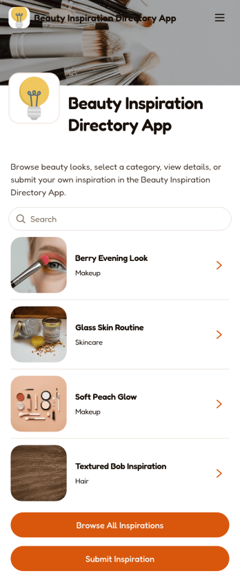 Beauty Inspiration Directory App Template