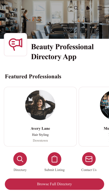 Beauty Professional Directory App Template