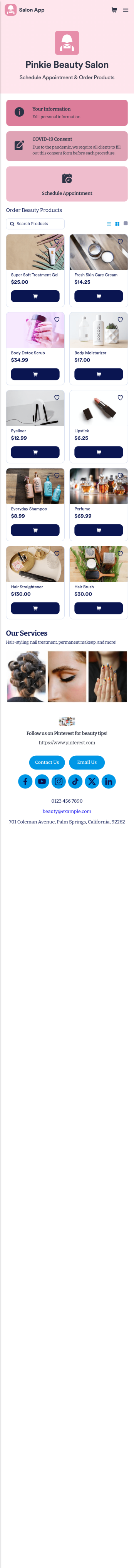 Beauty Salon Appointment App Template