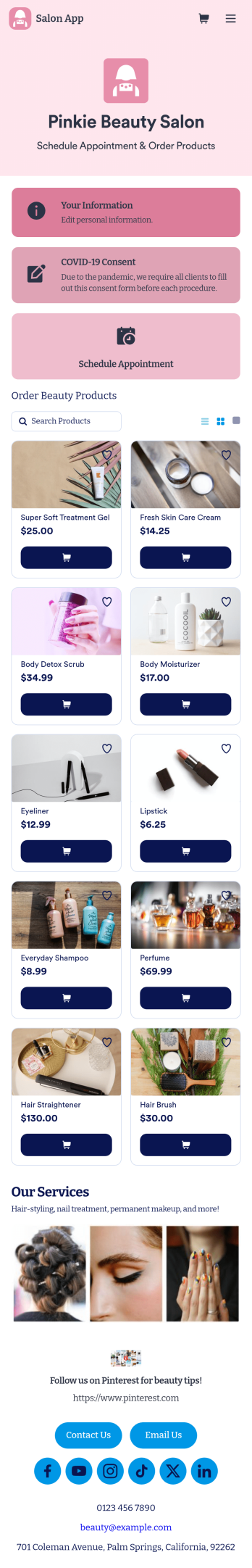 Beauty Salon Appointment App Template