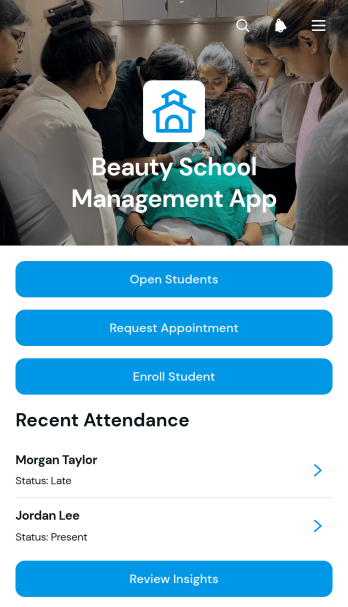 Beauty School Management App Template