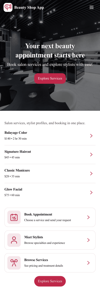 Beauty Shop App Template