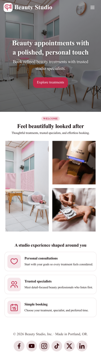 Beauty Studio App Template