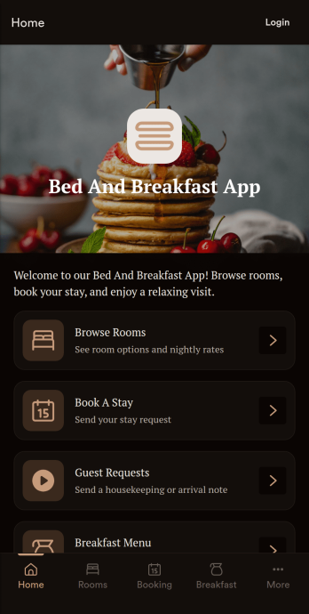 Bed and Breakfast App Template