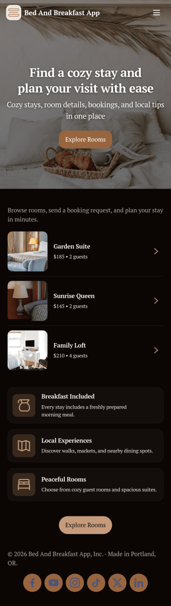 Bed and Breakfast App Template