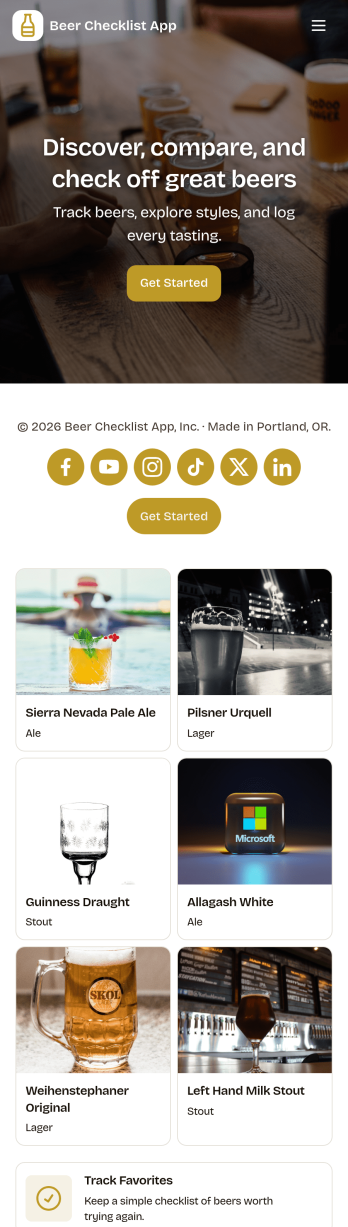 Beer Checklist App Template