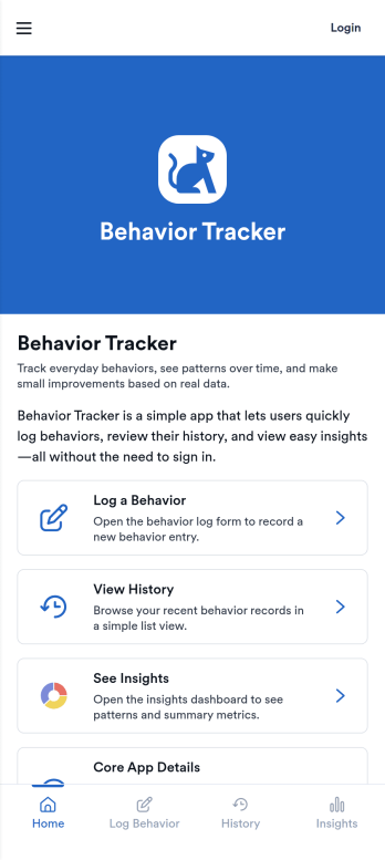 Behavior Tracker App Template