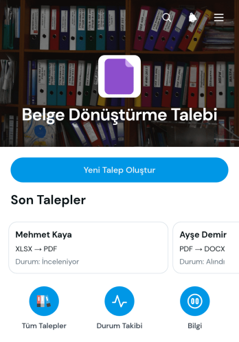 Belge Dönüştürme Talep Uygulama Șablonu