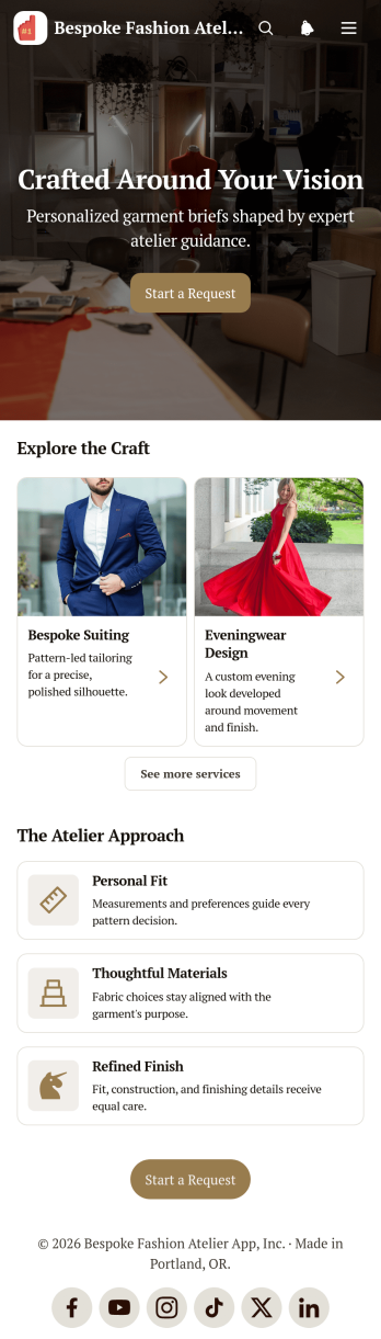 Bespoke Fashion Atelier App Template