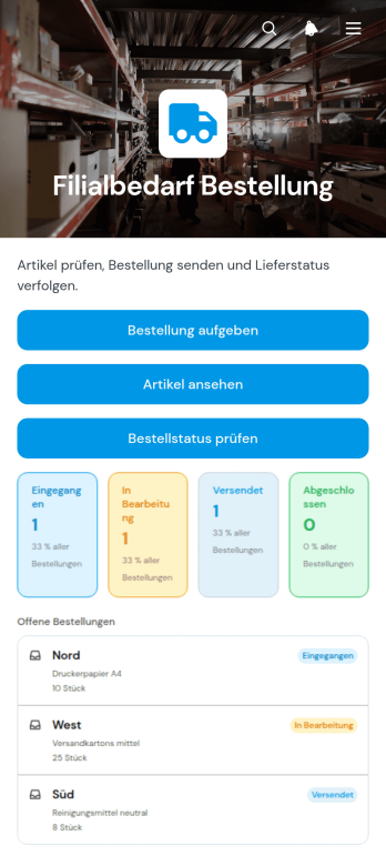 Bestell-App für Filialbedarf