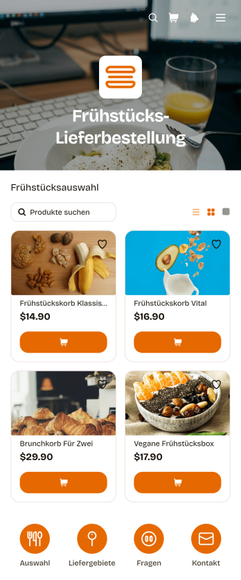 Bestell-App für Frühstückslieferungen