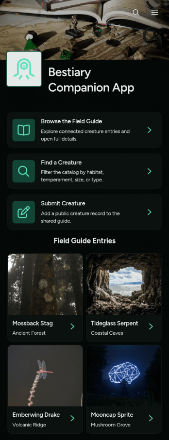 Bestiary Companion App Template