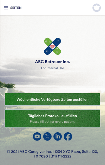 Betreuer Tägliches Protokoll App Template
