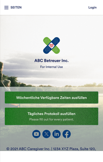 Betreuer Tägliches Protokoll App