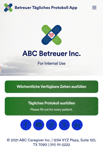 Betreuer Tägliches Protokoll App