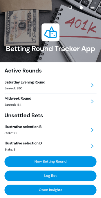 Betting Round Tracker App Template