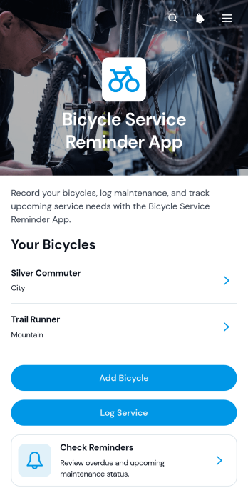 Bicycle Service Reminder App Template
