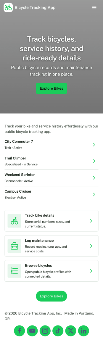 Bicycle Tracking App Template