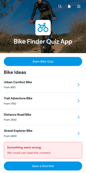 Bike Finder Quiz App Template