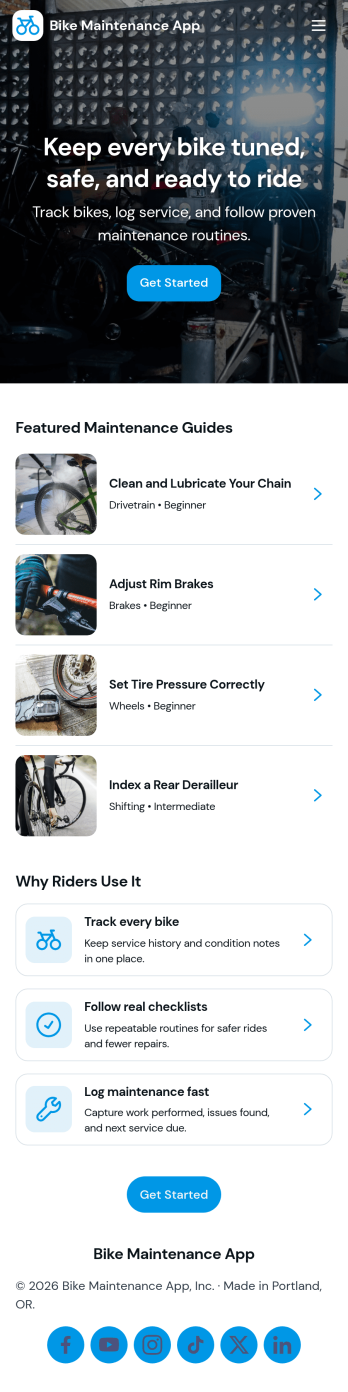 Bike Maintenance App Template