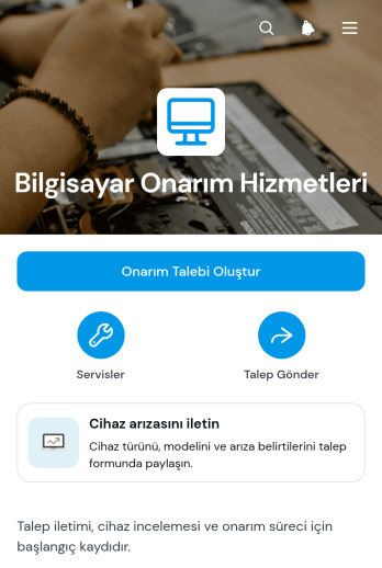 Bilgisayar Onarım Hizmetleri Uygulama Șablonu