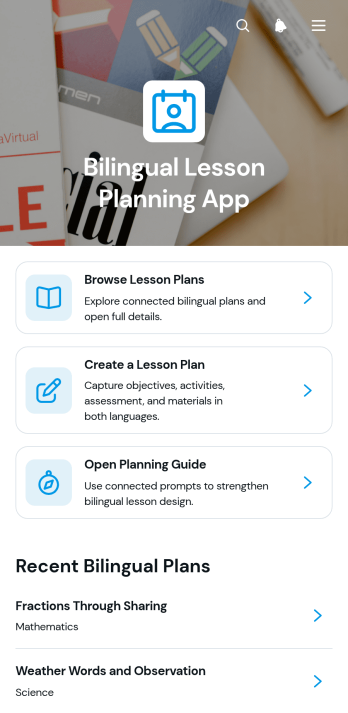 Bilingual Lesson Planning App Template