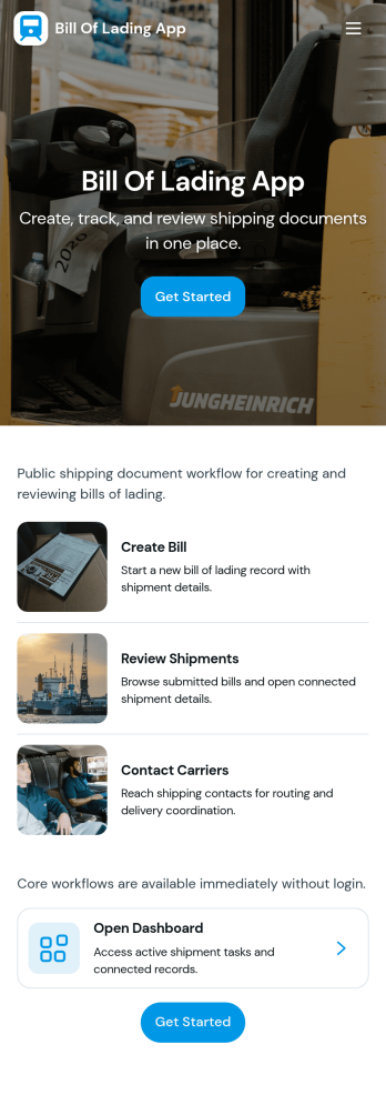 Bill of Lading App Template