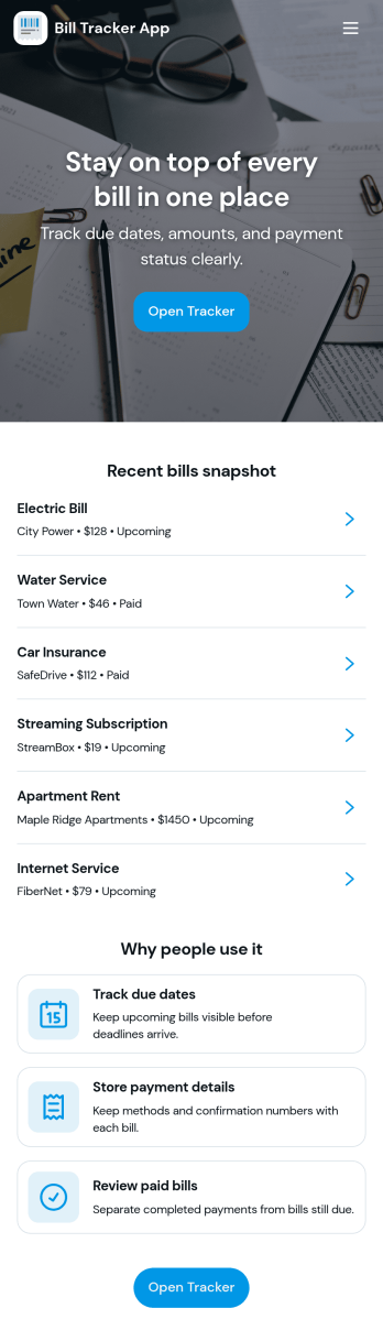 Bill Tracker App Template