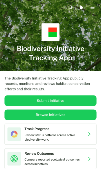 Biodiversity Initiative Tracking App Template