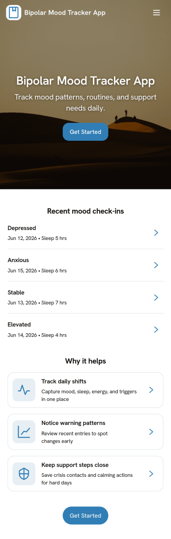 Bipolar Mood Tracker App Template