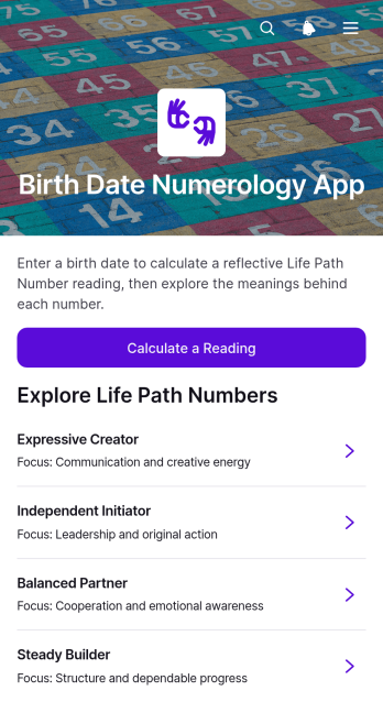 Birth Date Numerology App Template
