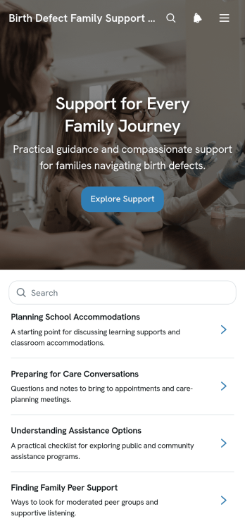 Birth Defect Family Support App Template