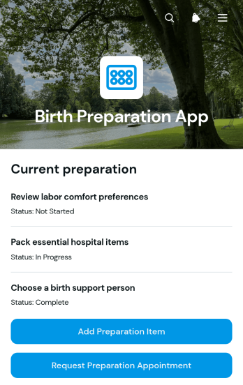 Birth Preparation App Template