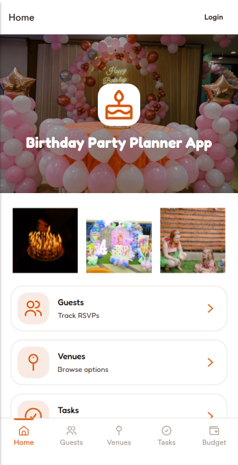 Birthday Party Planner App Template