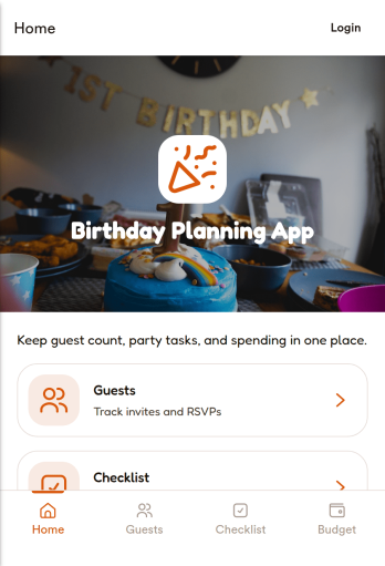 Birthday Planning App Template