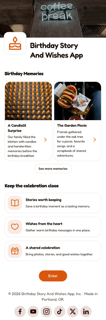 Birthday Story And Wishes App Template