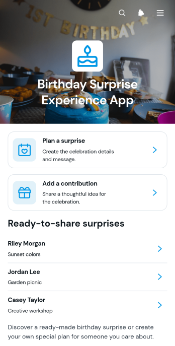Birthday Surprise Experience App Template