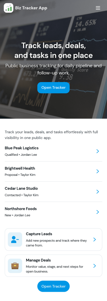 Biz Tracker App Template