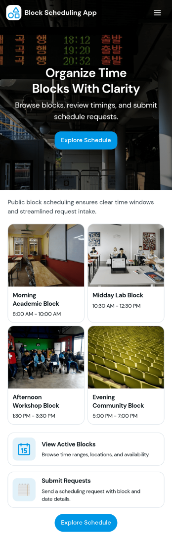 Block Scheduling App Template