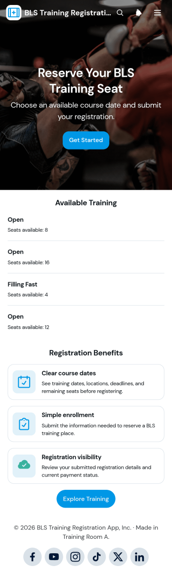 BLS Training Registration App Template